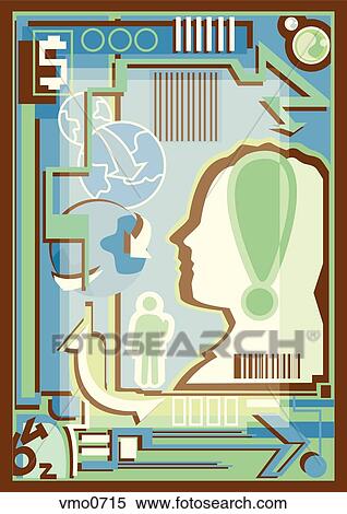 Stock Illustration - A barcode collage graphically represented in blue and green. Fotosearch