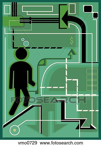 Stock Illustration - A drawing of a man climbing the corporate ladder on a green background. Fotosearch