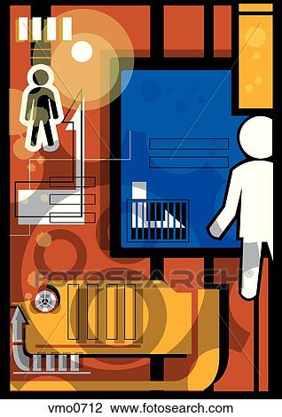 Drawing - A picture of a workplace collage. Fotosearch
