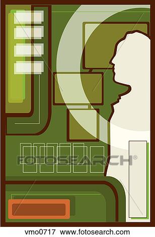 Stock Illustration - A silhouette of a person on a green background. Fotosearch