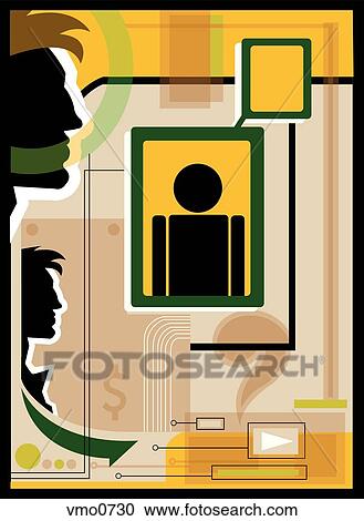 Business communication drawn on yellow and brown background View Large Illustration Clipart - Business communication drawn on yellow and brown background. Fotosearch