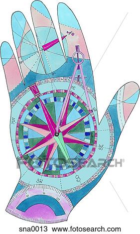 Stock Image - A graphic representation of a compass hand. Fotosearch