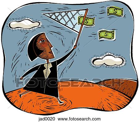 An illustration of a businesswoman catching money using a net View Large Illustration Clipart - An illustration of a businesswoman catching money using a net. Fotosearch