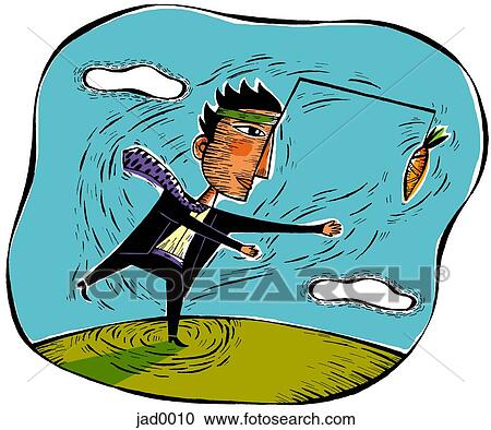 Businessman chasing a carrot View Large Illustration Clipart - Businessman chasing a carrot. Fotosearch
