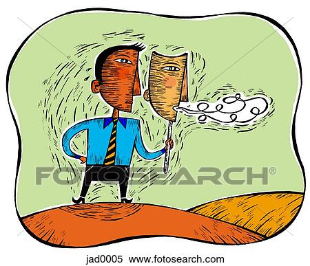 Stock Illustration - Businessman putting on a brave face. Fotosearch