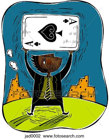 Holding the Ace of Spades View Large Illustration Drawing - Holding the Ace of Spades. Fotosearch