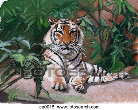 A bengal tiger lying on the ground View Large Illustration Stock Illustration - A bengal tiger lying on the ground. Fotosearch