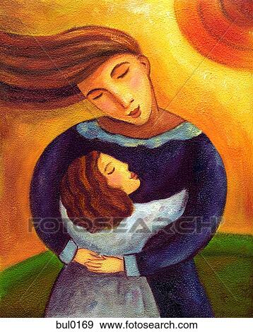 Stock Illustration - A mother and child hugging. Fotosearch
