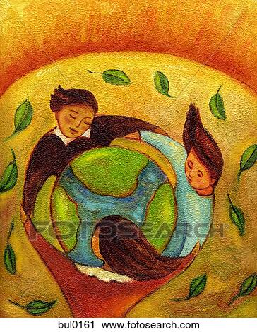 An illustration of children circling the earth View Large Illustration Clip Art - An illustration of children circling the earth. Fotosearch