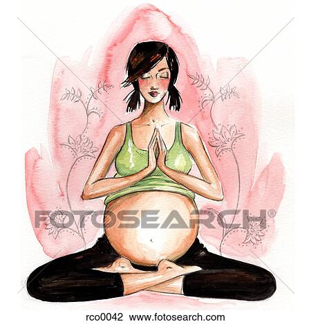 A pregnant woman meditating View Large Illustration Drawing - A pregnant woman meditating. Fotosearch