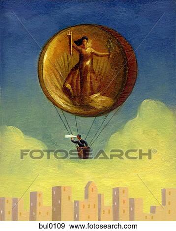 Coin hot air balloon View Large Illustration Stock Illustration - Coin hot air balloon. Fotosearch