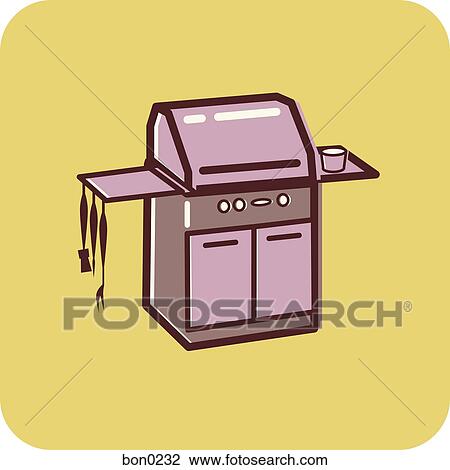 Illustration of a barbecue on a yellow background View Large Illustration Drawing - Illustration of a barbecue on a yellow background. Fotosearch