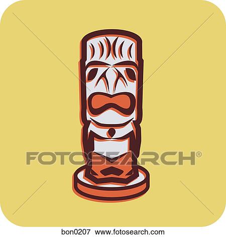 Illustration of a totem pole on a yellow background View Large Illustration Stock Illustration - Illustration of a totem pole on a yellow background. Fotosearch