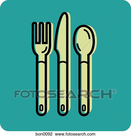 Illustration of cutlery on a blue background View Large Illustration Drawing - Illustration of cutlery on a blue background. Fotosearch