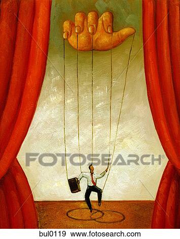 A businessman as a puppet being controlled by a large hand View Large Illustration Stock Illustration - A businessman as a puppet being controlled by a large hand. Fotosearch