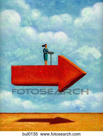A woman steering a large flying arrow View Large Illustration Stock Illustration - A woman steering a large flying arrow. Fotosearch