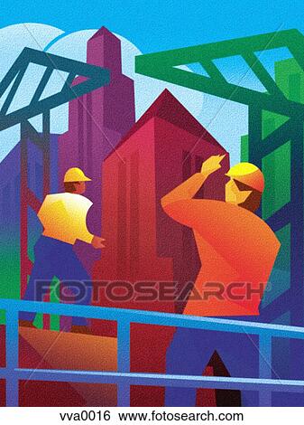 Stock Illustration - An illustration of a construction site in a city. Fotosearch