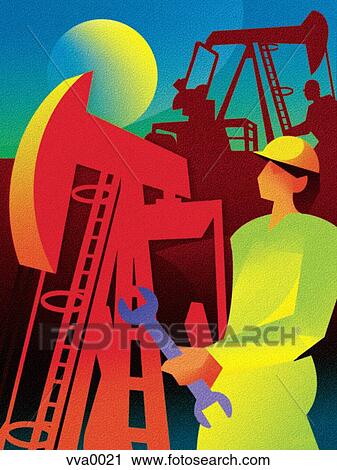 Clip Art - Illustration of an oil well. Fotosearch