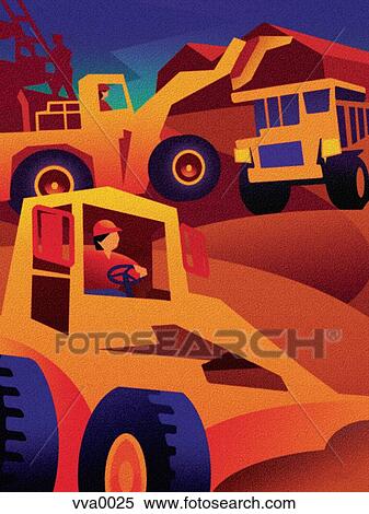Stock Illustration - Illustration of bull dozers. Fotosearch