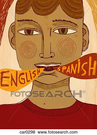 A bilingual man speaking Spanish and English Stock Illustration