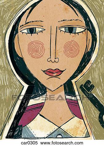 Stock Illustration - A teenage girl looking through a large keyhole. Fotosearch