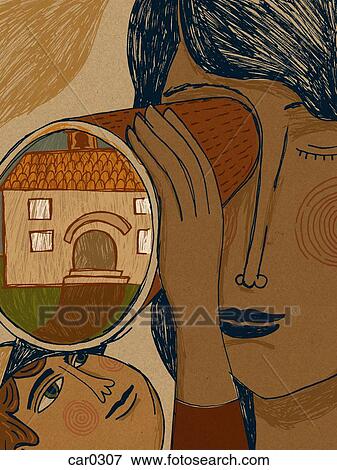 A young boy with a woman looking at a school through a telescope View Large Illustration Stock Illustration - A young boy with a woman looking at a school through a telescope. Fotosearch