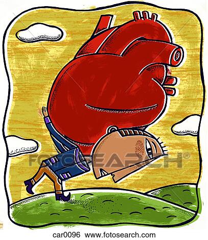 A man carrying a giant heart View Large Illustration Stock Illustration - A man carrying a giant heart. Fotosearch
