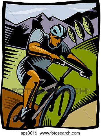 Stock Illustration - A man cycling on a mountain bike. Fotosearch