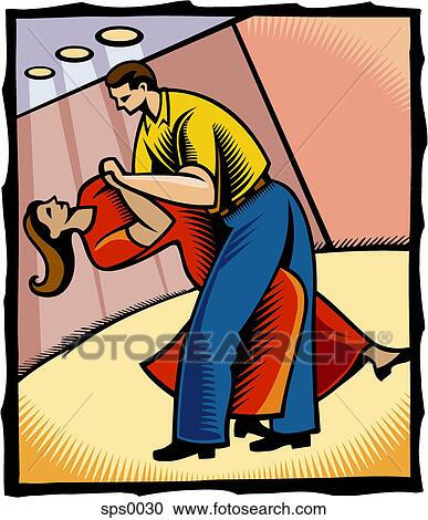 Clipart - A couple doing ballroom dancing. Fotosearch