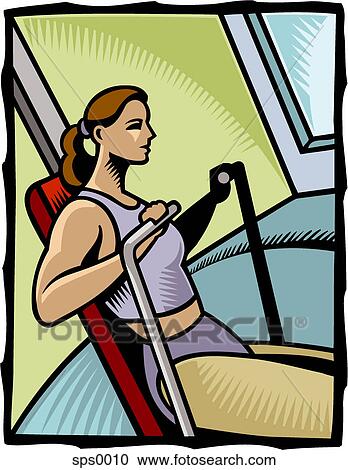 A woman exercising on a rowing machine View Large Illustration Clipart - A woman exercising on a rowing machine. Fotosearch
