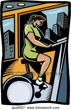 A woman exercising on an exercise bike View Large Illustration Stock Illustration - A woman exercising on an exercise bike. Fotosearch