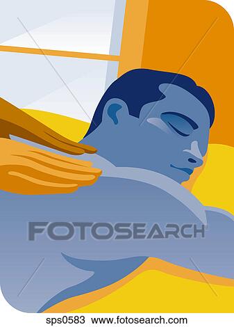 A man getting a massage View Large Illustration Drawing - A man getting a massage. Fotosearch