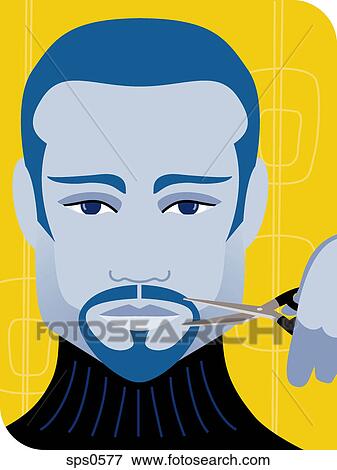 A man grooming his beard View Large Illustration Stock Illustration - A man grooming his beard. Fotosearch