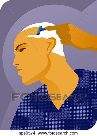 Stock Illustration - A man shaving his head. Fotosearch