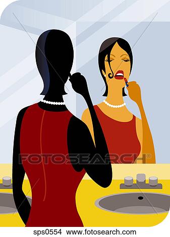 A woman applying lipstick View Large Illustration Stock Illustration - A woman applying lipstick. Fotosearch