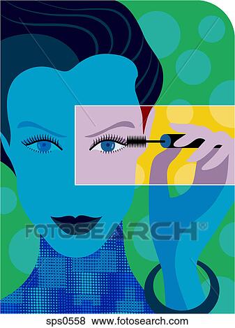 A woman applying mascara View Large Illustration Stock Illustration - A woman applying mascara. Fotosearch