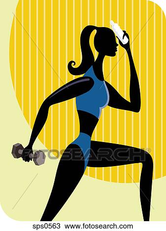 A woman doing some weight training View Large Illustration Drawing - A woman doing some weight training. Fotosearch