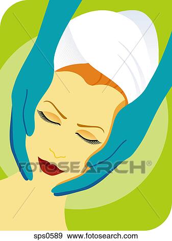 A woman getting a face massage at the spa View Large Illustration Stock Illustration - A woman getting a face massage at the spa. Fotosearch