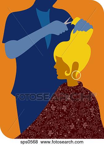 A woman getting her hair cut View Large Illustration Stock Illustration - A woman getting her hair cut. Fotosearch