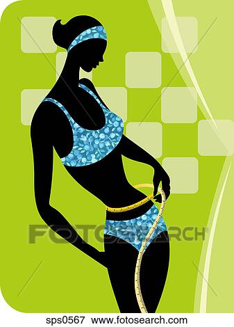 A woman measuring her waist View Large Illustration Stock Illustration - A woman measuring her waist. Fotosearch