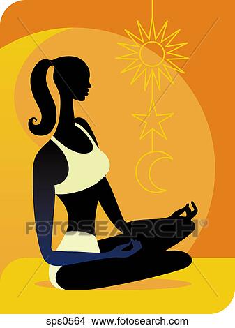 A woman meditating View Large Illustration Stock Illustration - A woman meditating. Fotosearch
