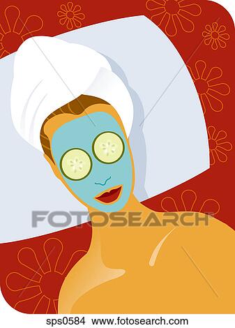 A woman receiving a facial View Large Illustration Stock Illustration - A woman receiving a facial. Fotosearch