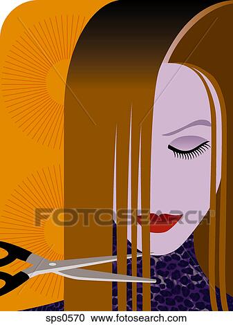 A woman receiving a haircut View Large Illustration Clipart - A woman receiving a haircut. Fotosearch