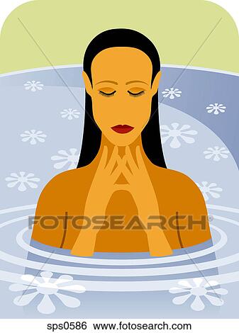 Stock Illustration - A woman relaxing in a pool. Fotosearch