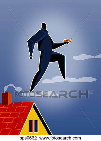 Drawing - A man holding a compass. Fotosearch