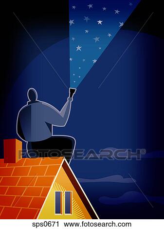 A man looking at the starry sky View Large Illustration Clip Art - A man looking at the starry sky. Fotosearch