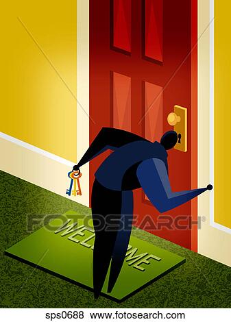A man looking through a key hole View Large Illustration Stock Illustration - A man looking through a key hole. Fotosearch