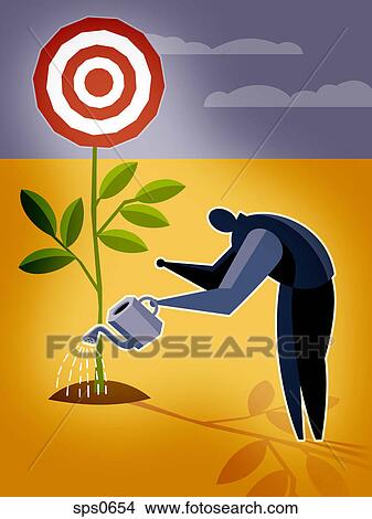A man watering a bull's eye flower View Large Illustration Stock Illustration - A man watering a bull's eye flower. Fotosearch