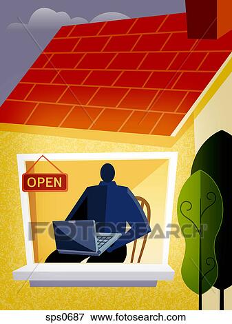 A home based enterprise open for business View Large Illustration Stock Illustration - A home based enterprise open for business. Fotosearch