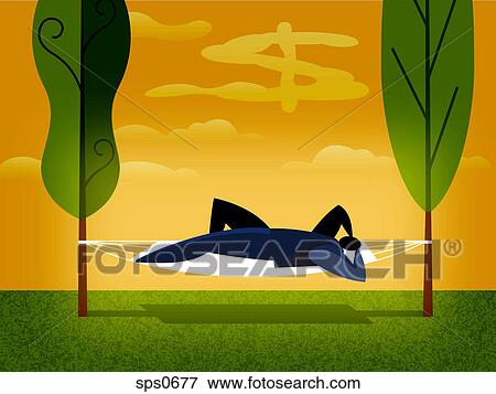 Stock Illustration - A man lying in a hammock. Fotosearch